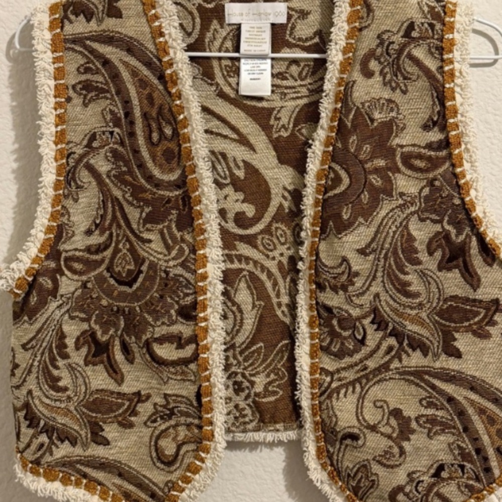 House of Harlow 1960 Paisley Vest in Brown and Cream
